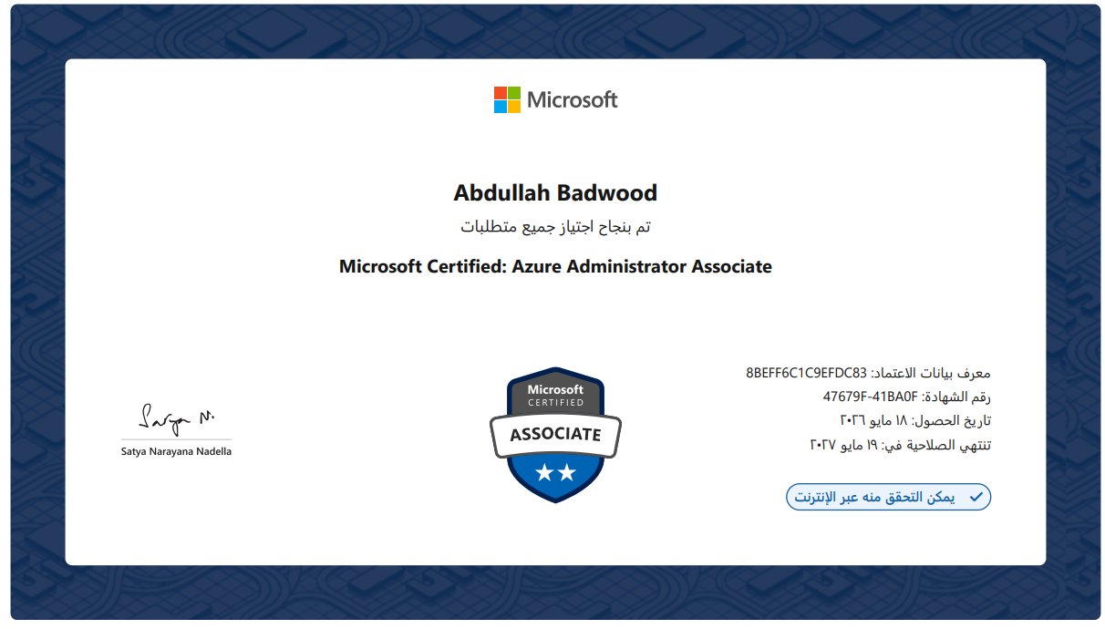 AZ-104 Microsoft Azure Administrator certificate