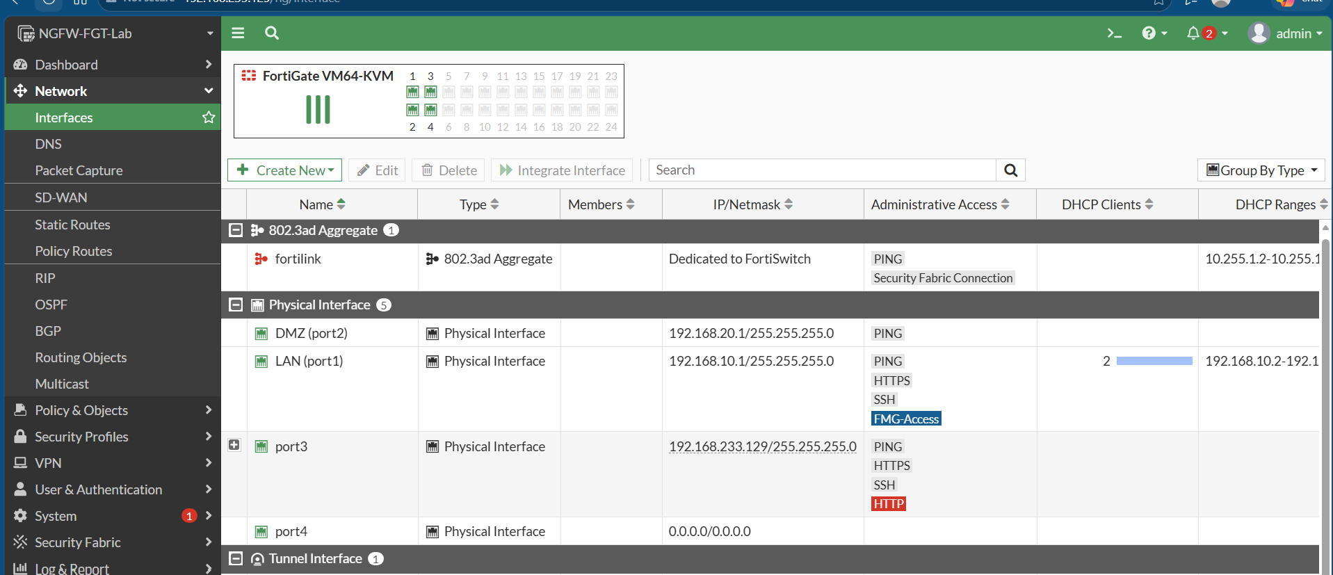 FortiGate interface configuration