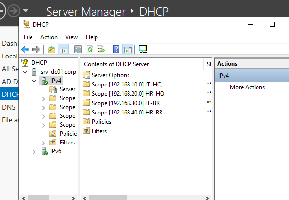 DHCP scopes