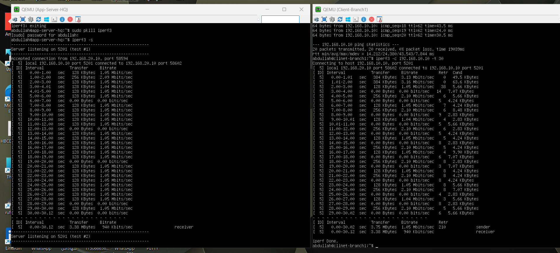 iperf3 throughput test