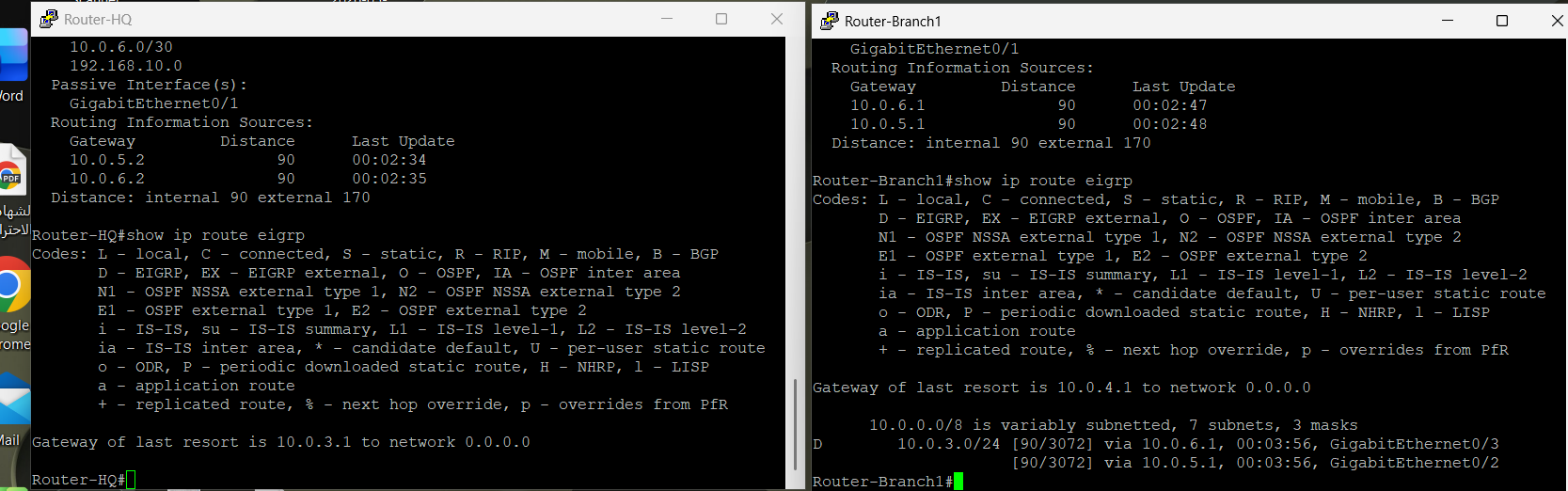 show ip route eigrp