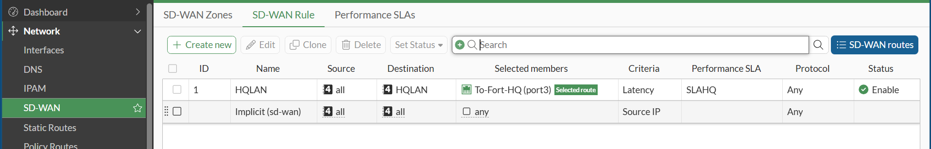 SD-WAN Zone Branch