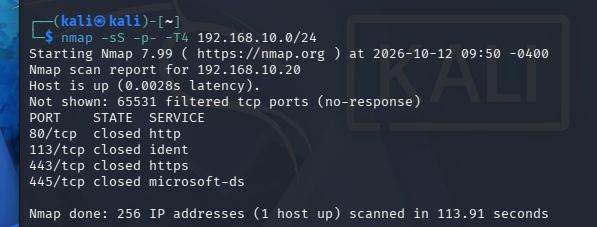 Nmap shows only allowed ports